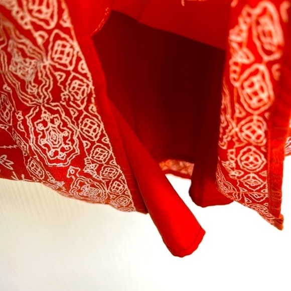 Ann Taylor Loft - Orange Floral White Design V Neck Pom Poms Midi Dress Size SM - Picture 7 of 14